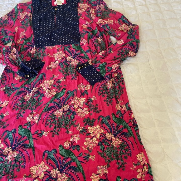 Maeve Pink Floral Dress with Navy Accents - Picture 2 of 8